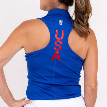 Racerback Golf Shirt - Royal Blue USA Edition Women's Golf Shirt Taylor Jordan Apparel 