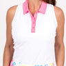 Racerback Golf Shirt - White/Neon Pink Women's Golf Shirt 