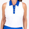 Racerback Golf Shirt - White/Royal Blue Women's Golf Shirt 