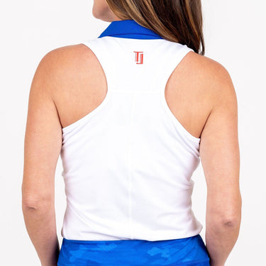 Racerback Golf Shirt - White/Royal Blue Women's Golf Shirt