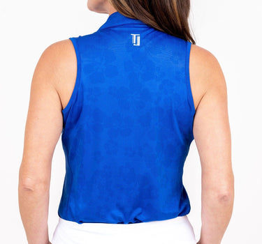 Sleeveless Ghost Hibiscus - Royal Blue Women's Golf Shirt Taylor Jordan Apparel 