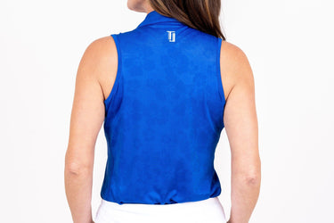 Sleeveless Ghost Hibiscus - Royal Blue Women's Golf Shirt Taylor Jordan Apparel