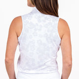 Sleeveless Ghost Hibiscus - White Women's Golf Shirt 