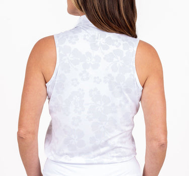 Sleeveless Ghost Hibiscus - White Women's Golf Shirt 