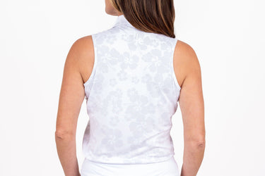 Sleeveless Ghost Hibiscus - White Women's Golf Shirt