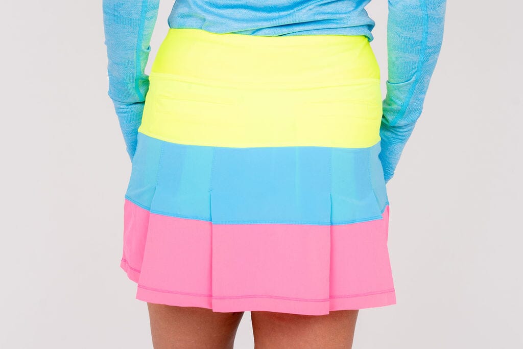 TJ Tour Neon Skirt - Tri Color Short Women's Skirts  TJ SPORT