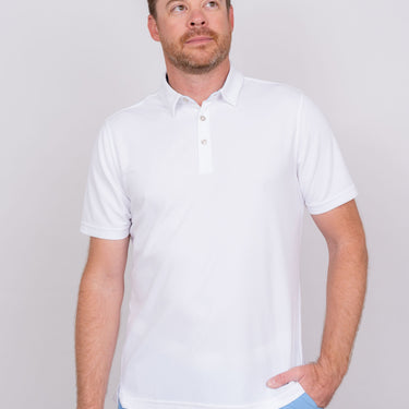 Weekend Polo - White/Carolina Blue Men's Golf Shirt Taylor Jordan Apparel White Small 