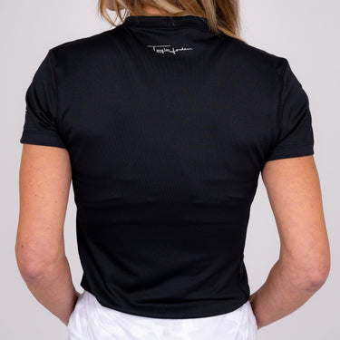 Women's Collarless Athletic Top-Black Activewear  TJ SPORT
