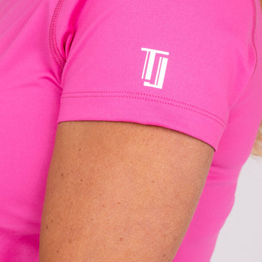 Women's Collarless Athletic Top-Pink Women's Golf Shirt  TJ SPORT